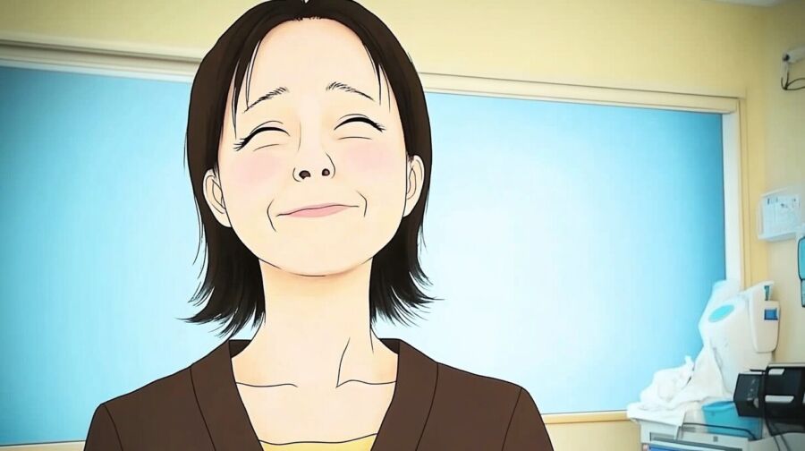 まぶたのたつみ手術を終えて、満足そうな女性