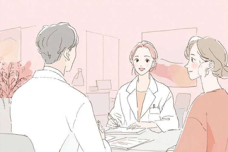 形成外科で眼瞼下垂の診察を受けている