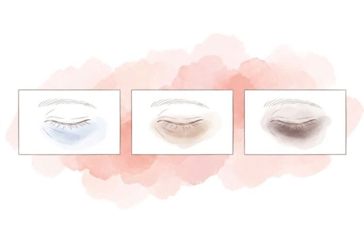 目の下のクマ3タイプを並べて比べた概念イラスト