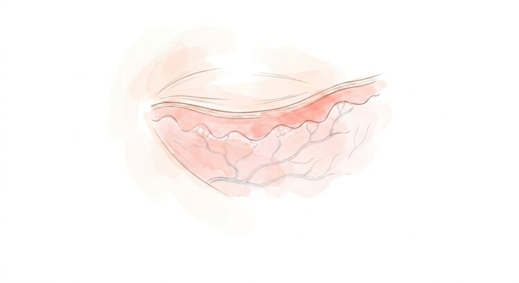 薄い皮膚と血行不良で青く見えるしくみの断面イラスト