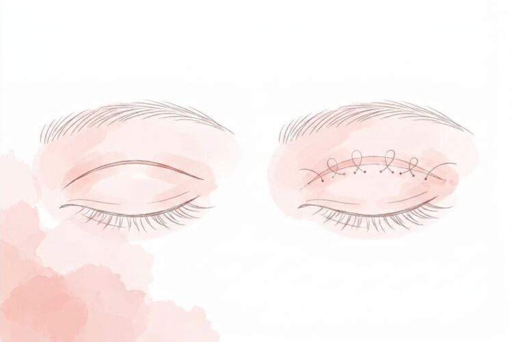 切開法と埋没法の違いをやさしく比べた概念イラスト