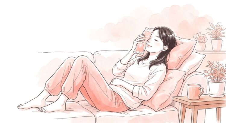 冷却や安静で腫れを抑えるアフターケアのイラスト