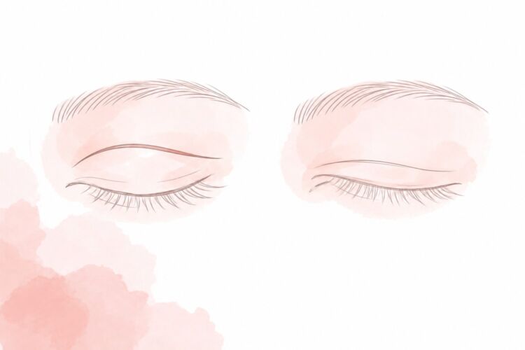 まぶたの開き方の左右差をやさしくくらべたイラスト