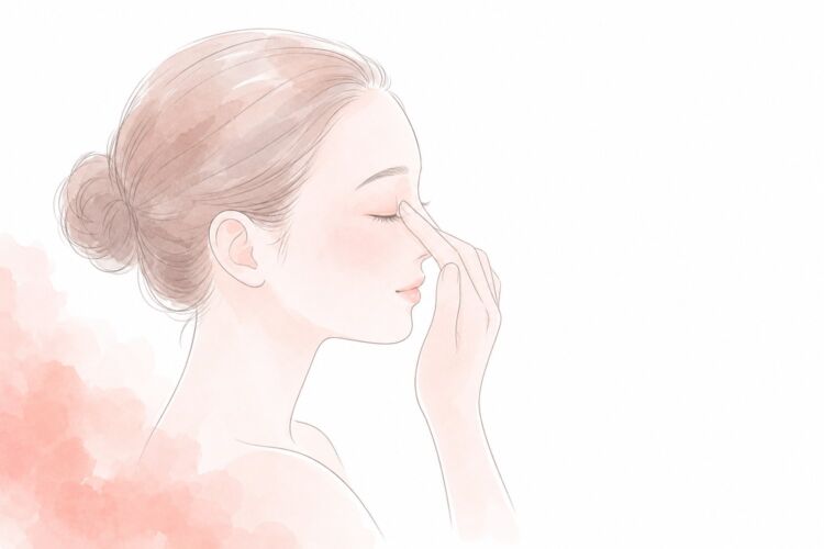 目をこすってしまう仕草のイラスト