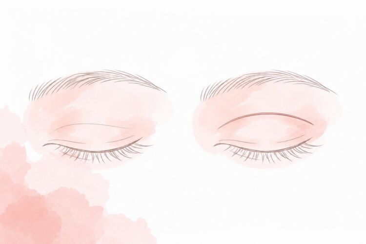 埋没法と切開法のラインのちがいをくらべたイラスト
